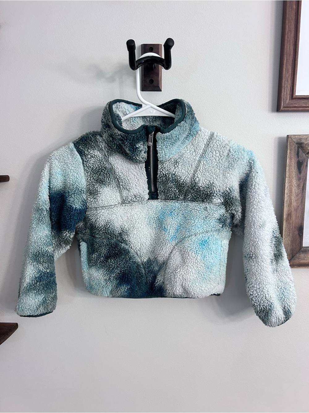 all in motion Kids Plush Sherpa Half-Zip Jacket - Blue & Green Tie-Dye